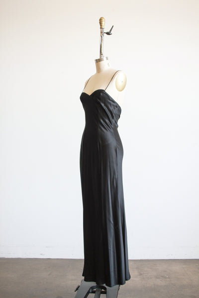 1990s Black Silk Cami Slip Dress