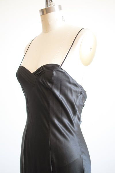 1990s Black Silk Cami Slip Dress