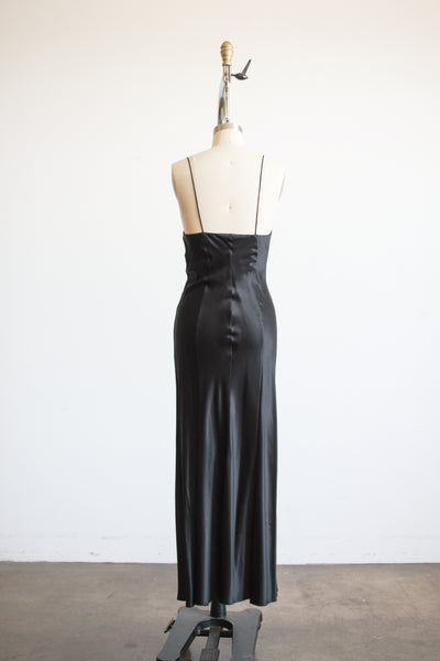 1990s Black Silk Cami Slip Dress