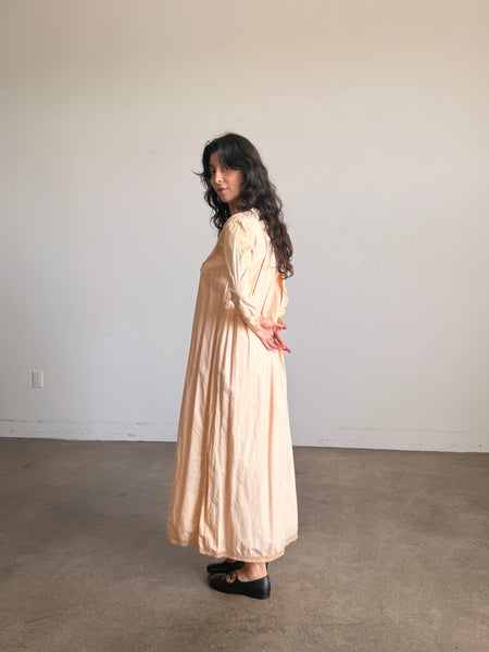 Victorian Pale Pink Cotton Crochet Trim Night Gown