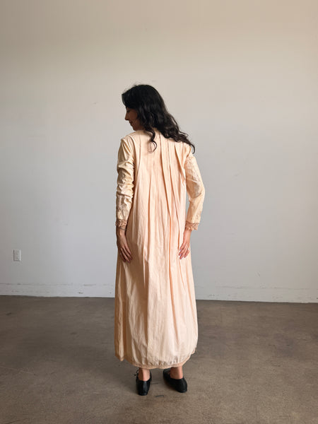 Victorian Pale Pink Cotton Crochet Trim Night Gown