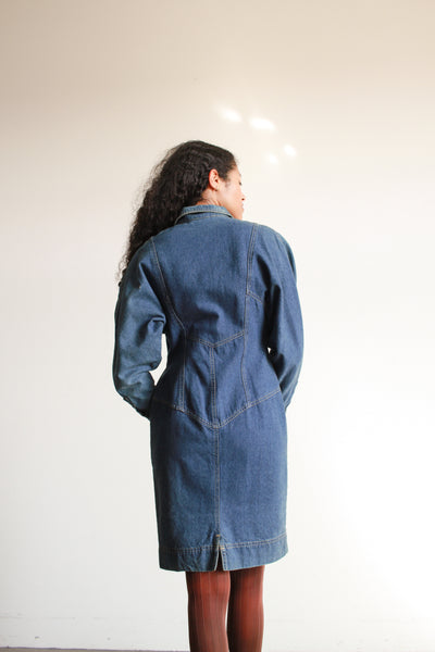 1970s Denim Zip Up Midi Dress