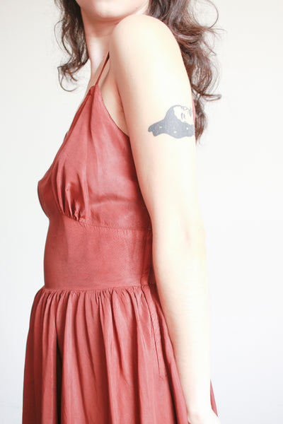 1950s Chocolate Brown Taffeta Evening Dress
