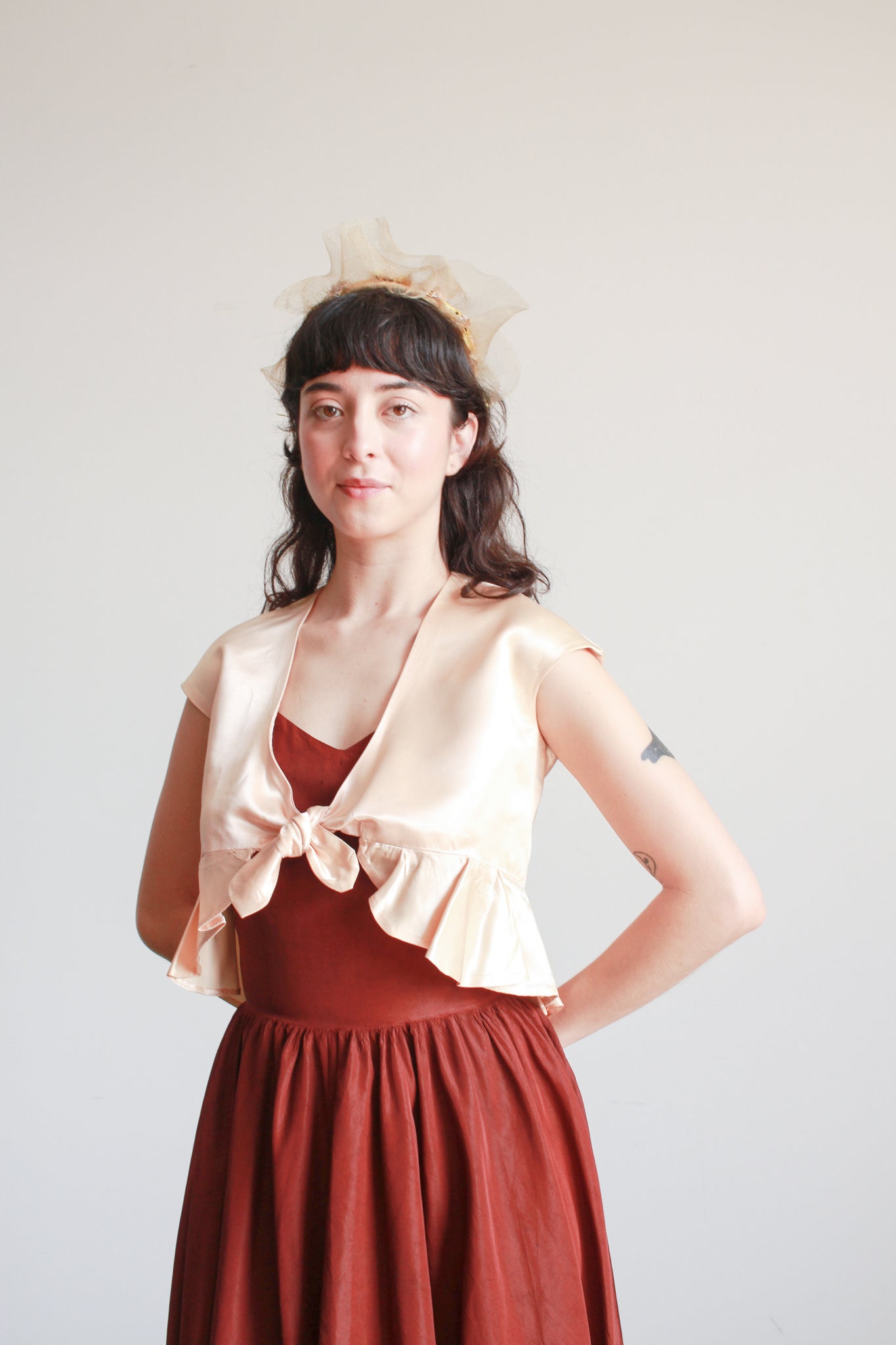 1940s Seashell Pink Ruffle Bolero