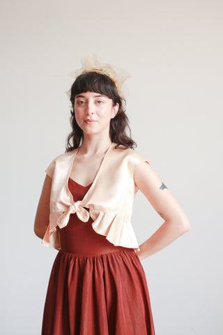 1940s Seashell Pink Ruffle Bolero