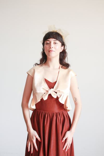 1940s Seashell Pink Ruffle Bolero