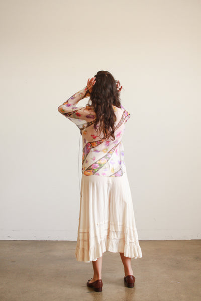1980s Ruffled Ecru Cotton Wide Bloomers