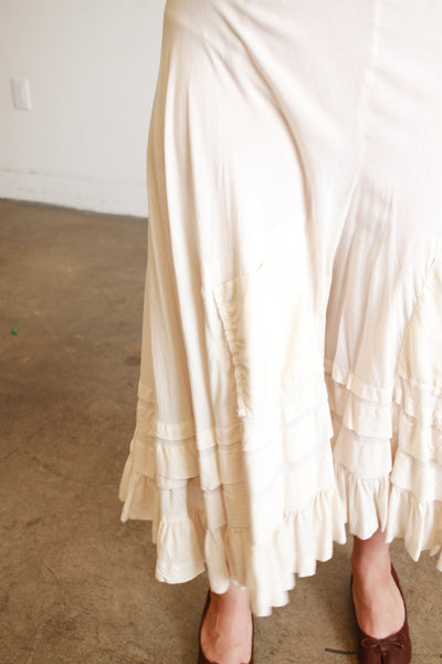 1980s Ruffled Ecru Cotton Wide Bloomers