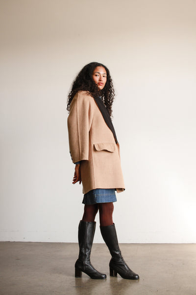 1980s Mila Schon Camel Wool Oversized Coat