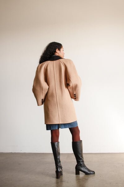 1980s Mila Schon Camel Wool Oversized Coat