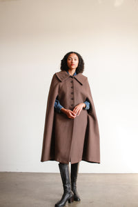 1970s Biba Mocha Felt Wool Cape