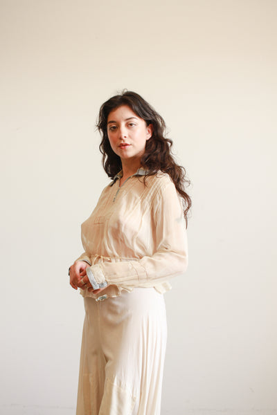 Edwardian Cotton Voile Robbins Blue Collar Blouse