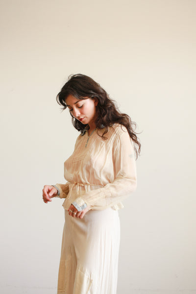 Edwardian Cotton Voile Robbins Blue Collar Blouse