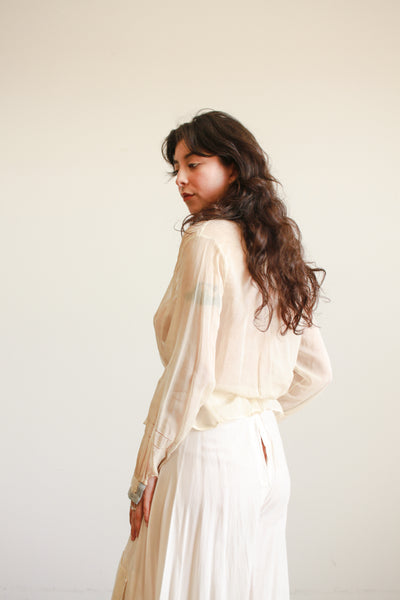 Edwardian Cotton Voile Robbins Blue Collar Blouse