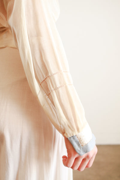 Edwardian Cotton Voile Robbins Blue Collar Blouse
