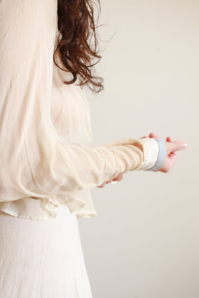 Edwardian Cotton Voile Robbins Blue Collar Blouse