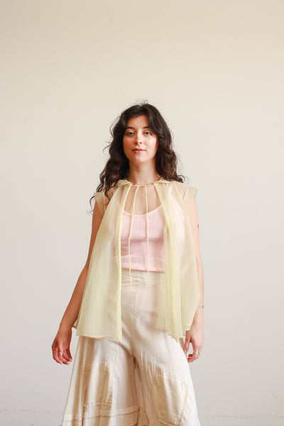 1950s Chartreuse Nylon Sheer Top