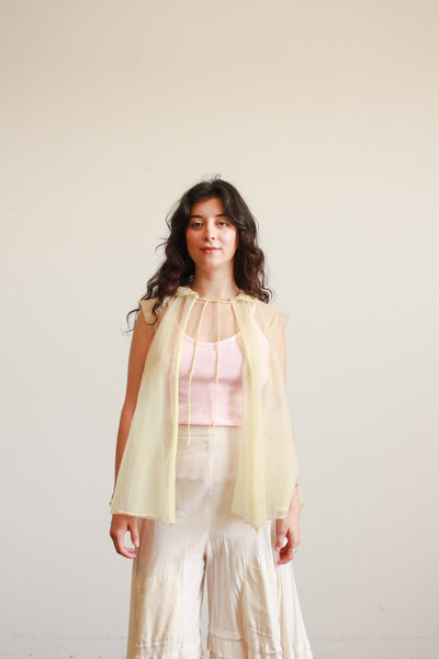1950s Chartreuse Nylon Sheer Top