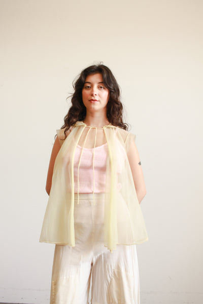 1950s Chartreuse Nylon Sheer Top