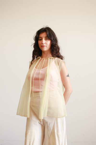 1950s Chartreuse Nylon Sheer Top