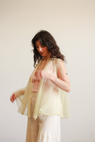 1950s Chartreuse Nylon Sheer Top