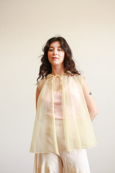 1950s Chartreuse Nylon Sheer Top
