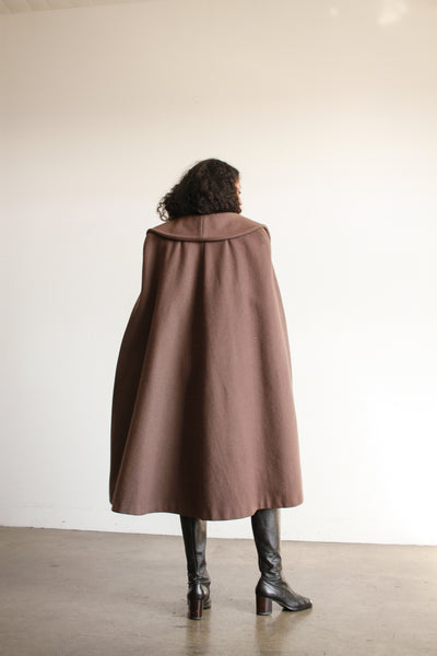 1970s Biba Mocha Felt Wool Cape