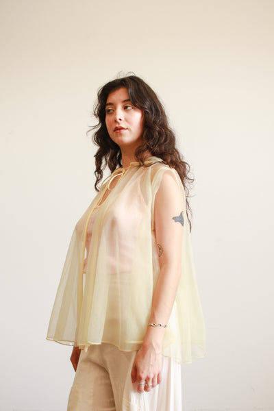 1950s Chartreuse Nylon Sheer Top