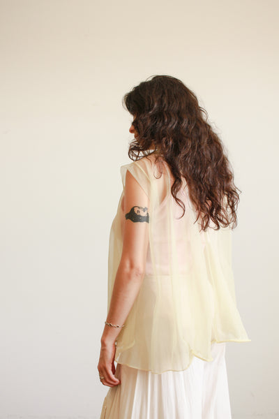 1950s Chartreuse Nylon Sheer Top