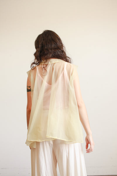 1950s Chartreuse Nylon Sheer Top