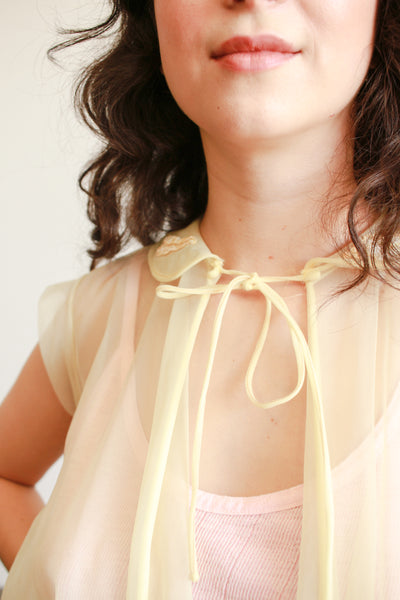1950s Chartreuse Nylon Sheer Top