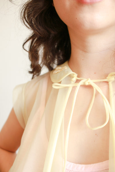 1950s Chartreuse Nylon Sheer Top
