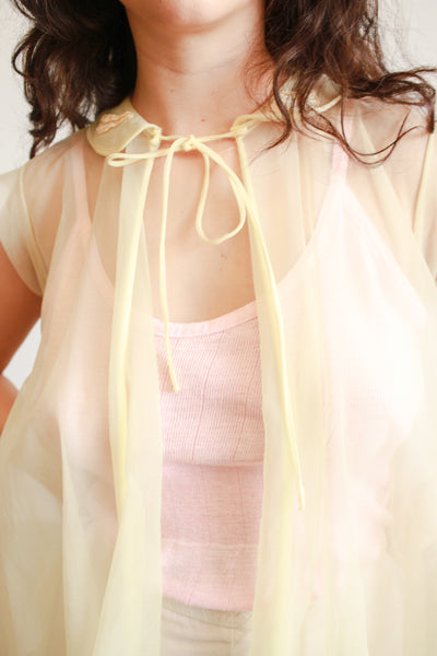 1950s Chartreuse Nylon Sheer Top