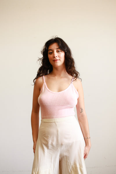 1930s French Cotton Pointelle Pink Cami