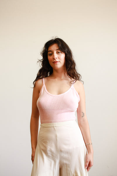 1930s French Cotton Pointelle Pink Cami