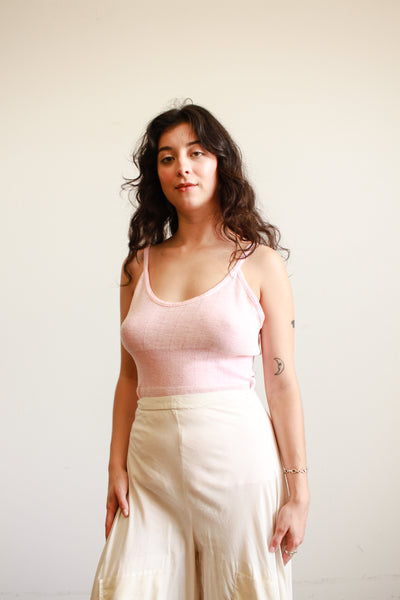 1930s French Cotton Pointelle Pink Cami