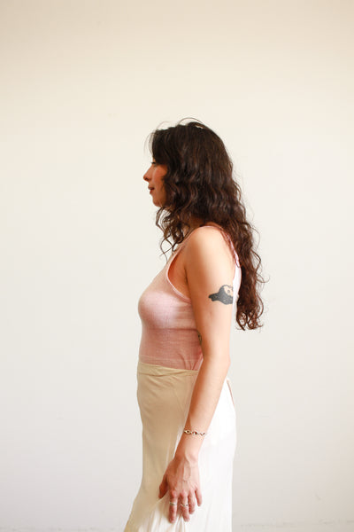 1930s French Cotton Pointelle Pink Cami