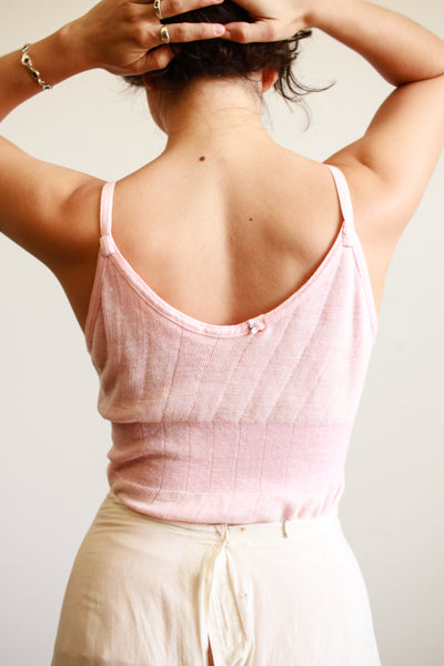 1930s French Cotton Pointelle Pink Cami