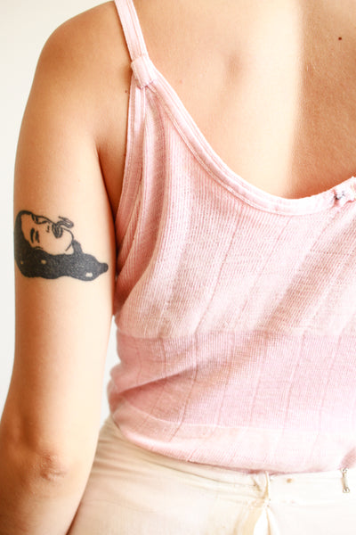 1930s French Cotton Pointelle Pink Cami
