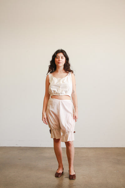 Antique Pink Cotton Ribbon Tie Bloomers
