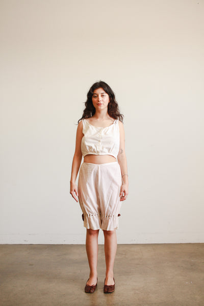 Antique Pink Cotton Ribbon Tie Bloomers