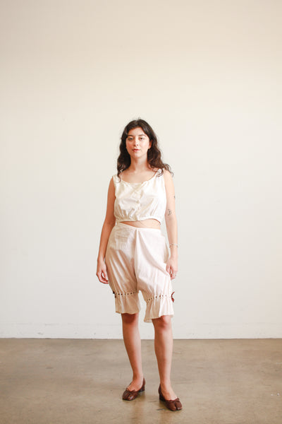 Antique Pink Cotton Ribbon Tie Bloomers