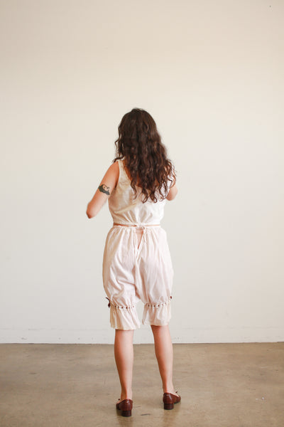 Antique Pink Cotton Ribbon Tie Bloomers