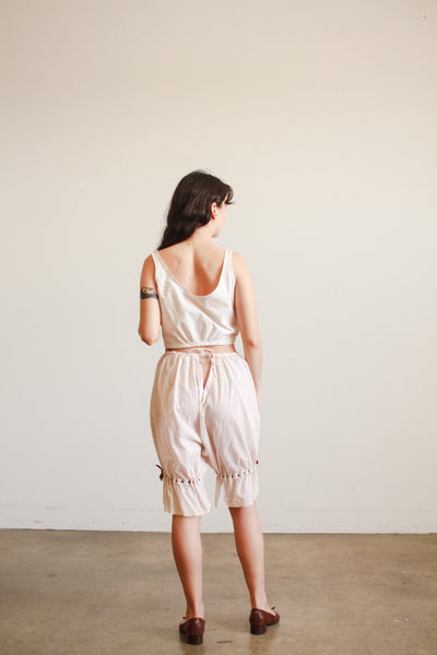 Antique Pink Cotton Ribbon Tie Bloomers