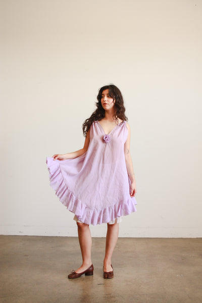 1960s Lavender Sheer Ruffles Tunic