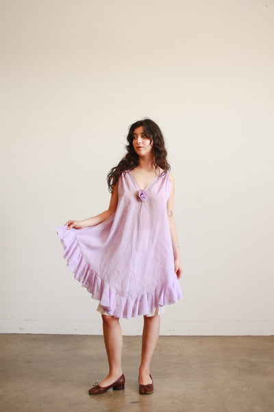 1960s Lavender Sheer Ruffles Tunic
