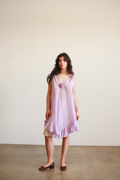 1960s Lavender Sheer Ruffles Tunic