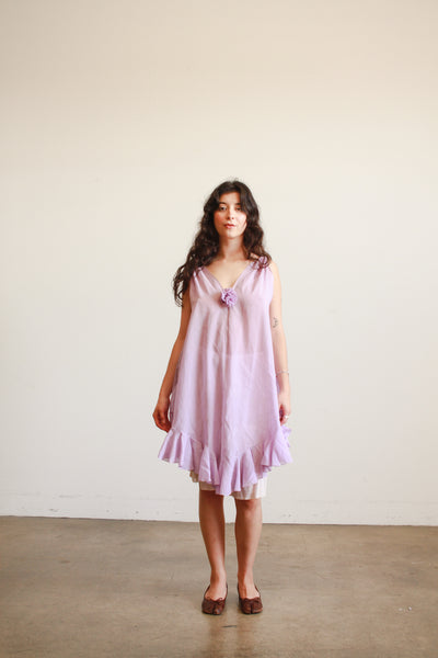 1960s Lavender Sheer Ruffles Tunic