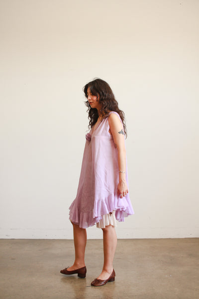 1960s Lavender Sheer Ruffles Tunic