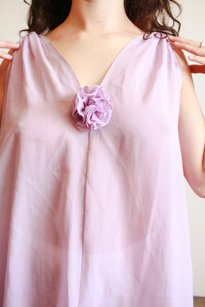 1960s Lavender Sheer Ruffles Tunic